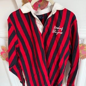 Rowing Blazers Red and Black Striped Polo Shirt